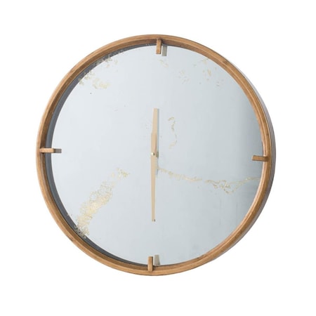 Diario Modern Minimal 20 in. Gold & Mirror Round Wall Clock DI3101094